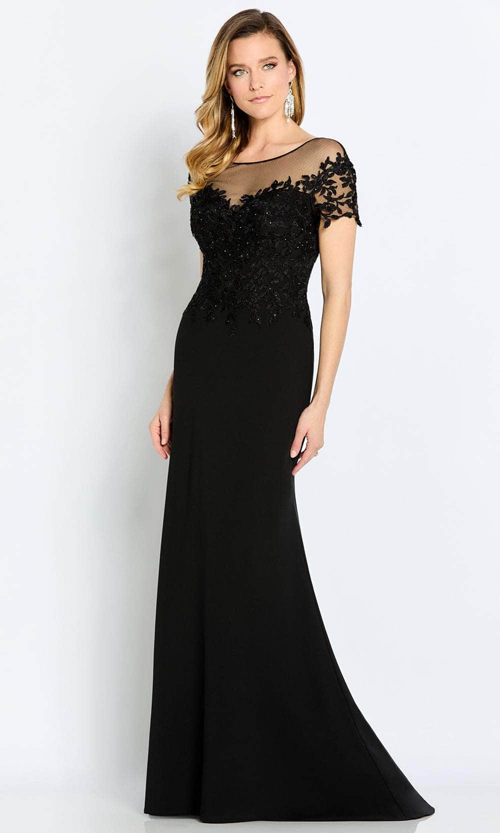 Illusion Bateau Lace Evening Gown