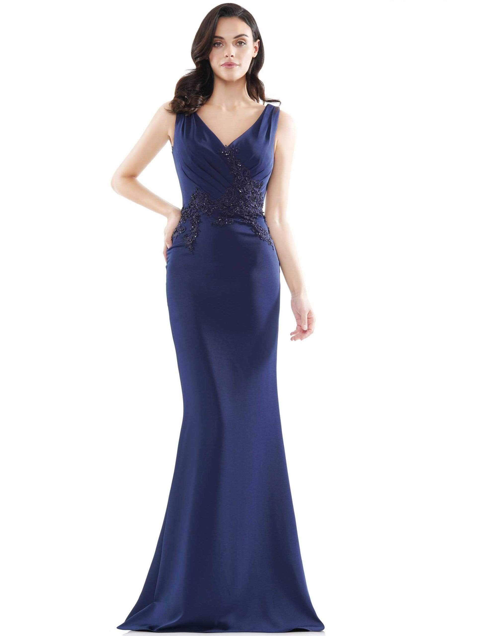 MV1054 Embroidered V-neck Trumpet Dress