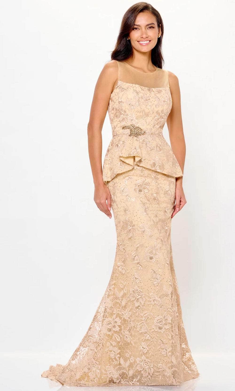 Lace Peplum Evening Gown