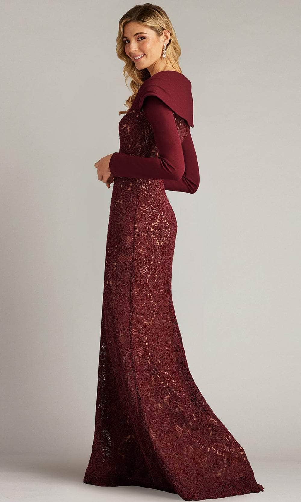 Embroidered Long Sleeve Evening Gown