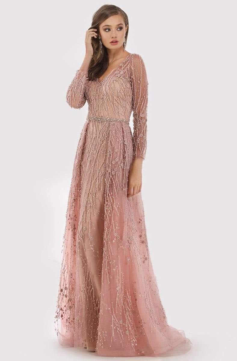 29782 Lace Long Sleeve V-neck A-line Gown