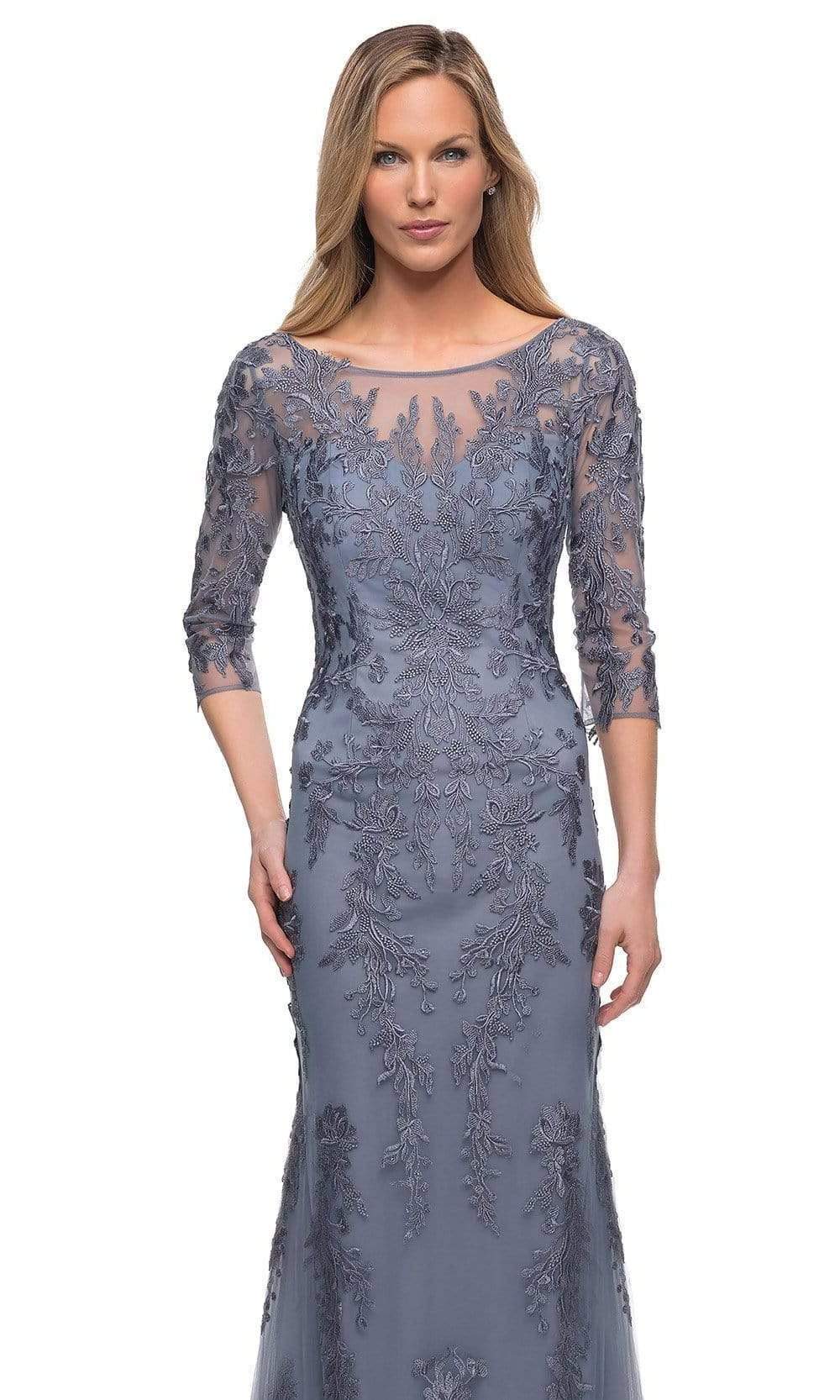 29226 Embroidered Tulle Sheath Gown