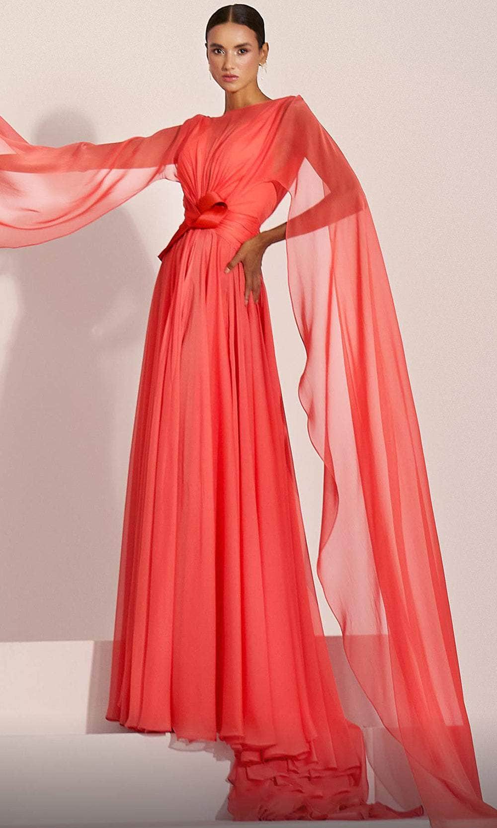 Sheer Cascade Evening Gown