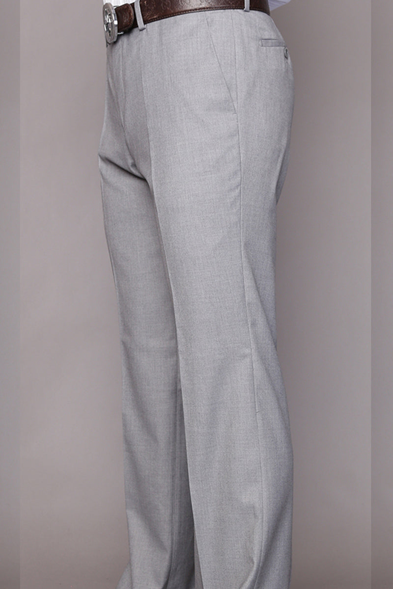 Men’s 100% Wool Modern Fit Flat Front Dress Pant in Grey