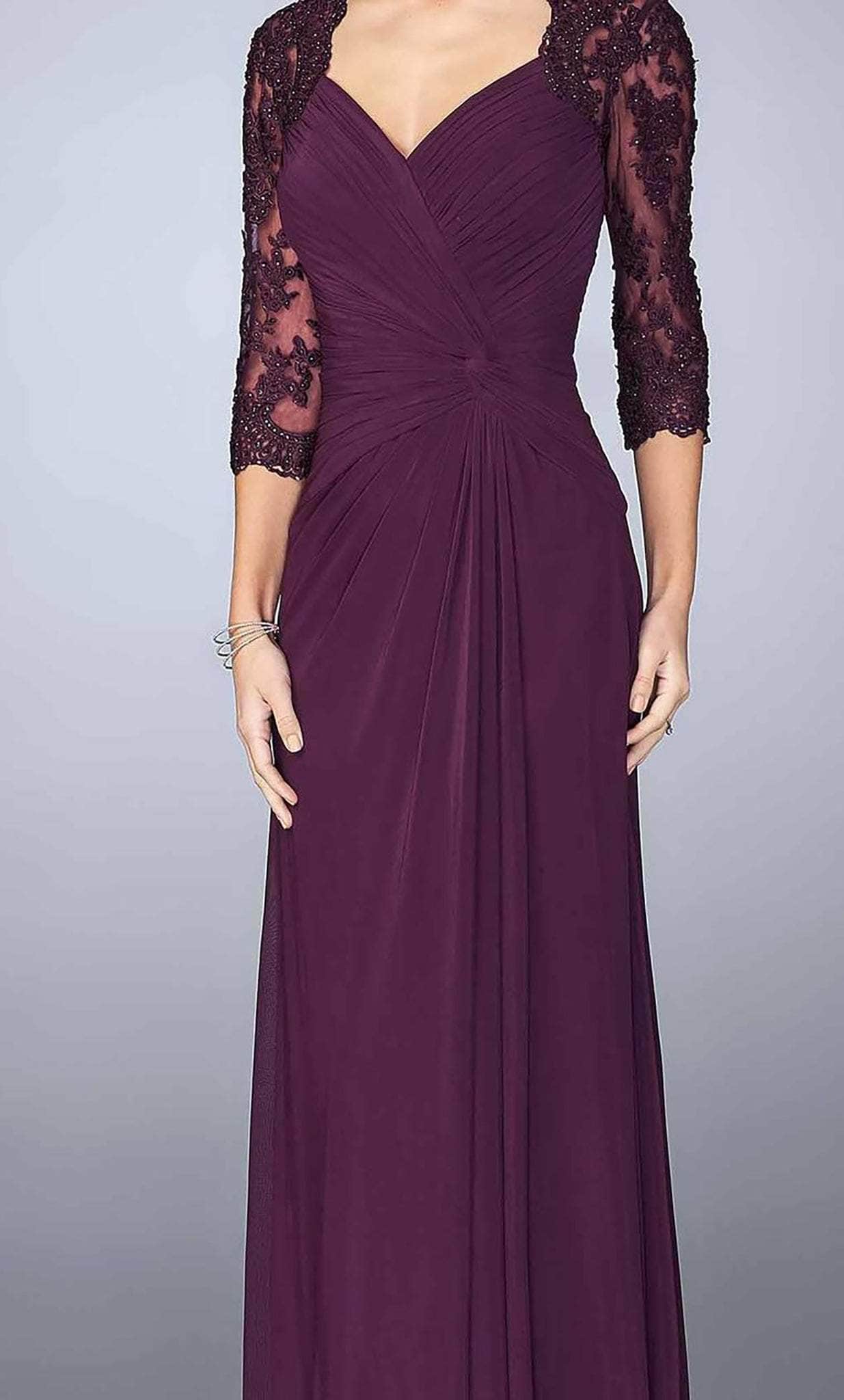 23244 Ruched V-Neck Column Dress