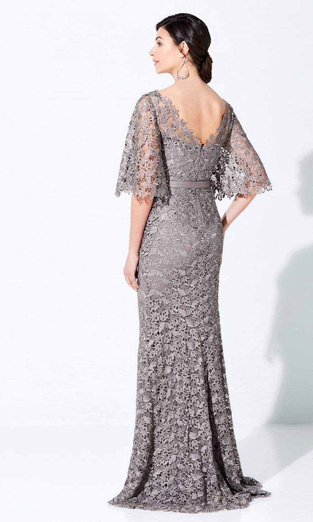 220D29 Lace V-Neck Mother of the Bride Dress