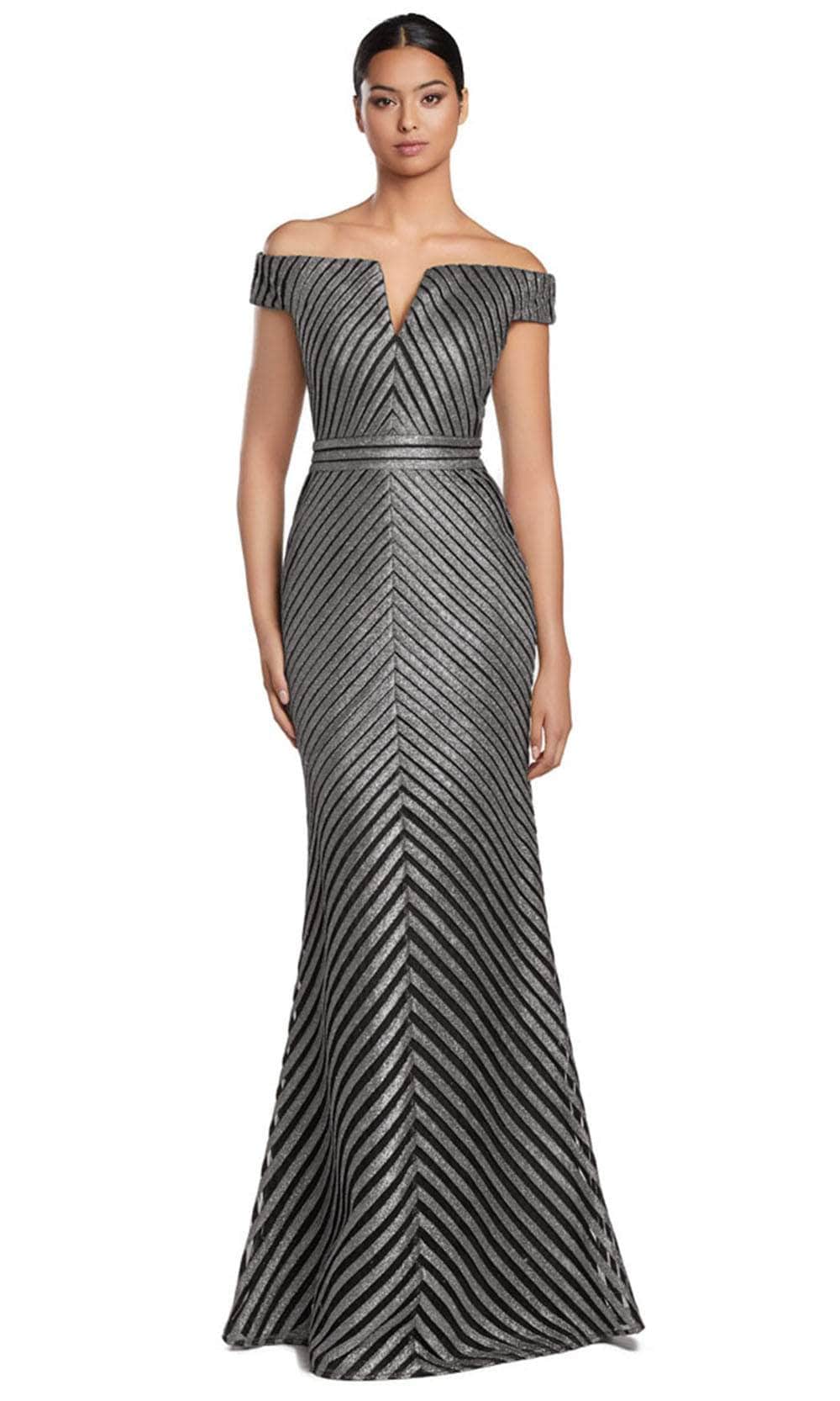 Off-Shoulder V-Neck Long Gown