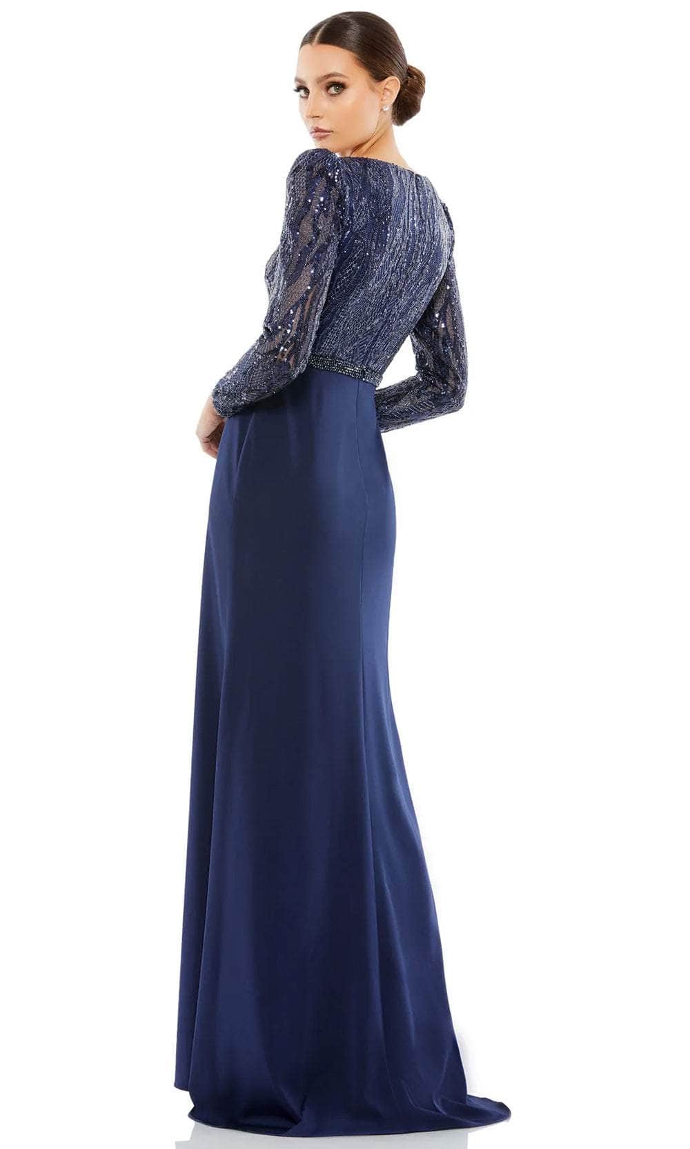 Beaded Long Sleeve Prom Gown