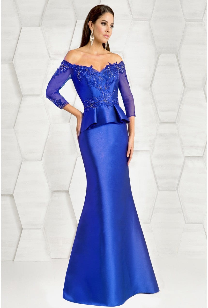 18574 Beaded Off-Shoulder Trumpet Dress