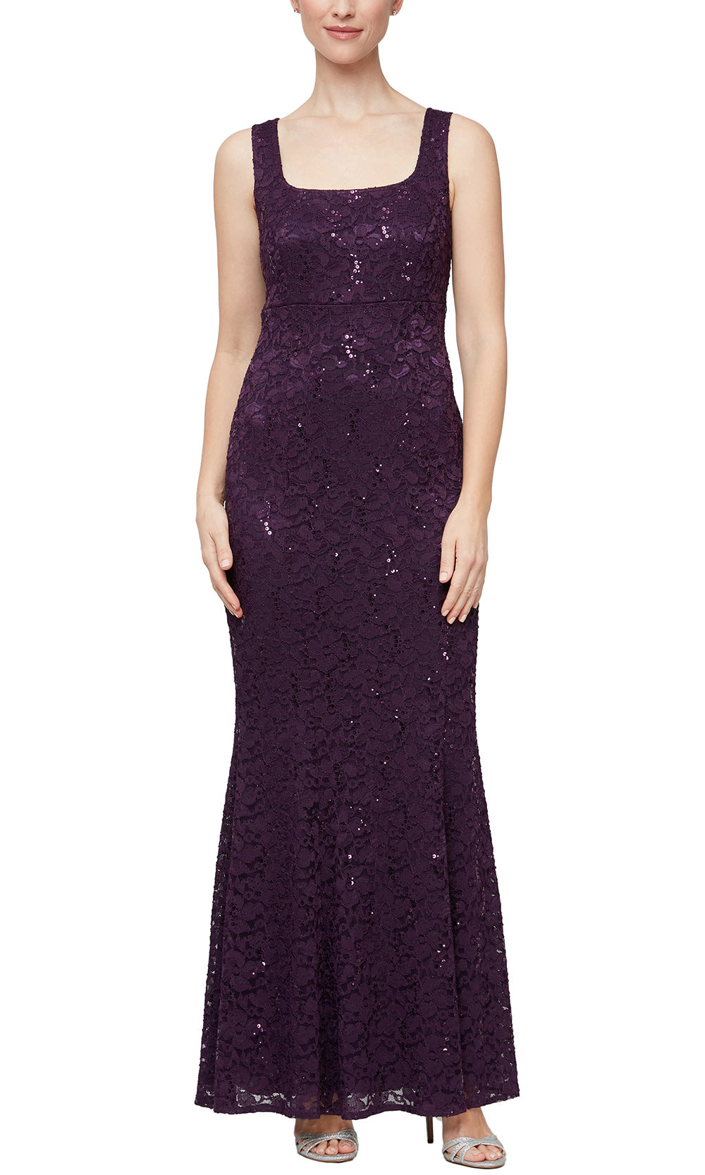 Sleeveless Lace Fitted Formal Dress