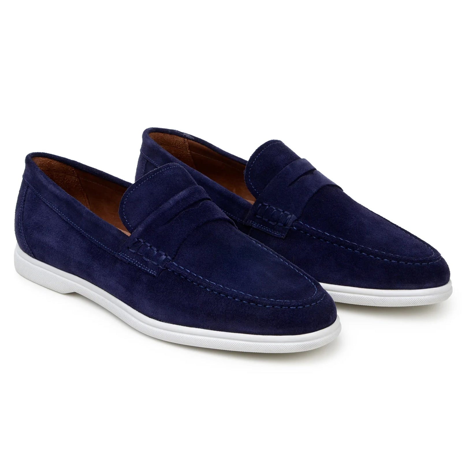 Men’s Belvedere Niko Italian Suede Casual Slip on Penny Loafer in Navy