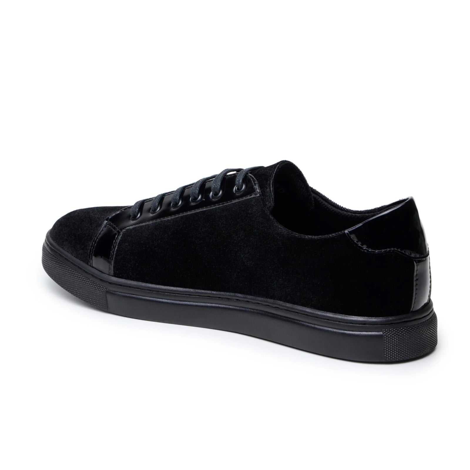 Men’s Belvedere Teo Velvet & Patent Leather Dress Sneaker in Black