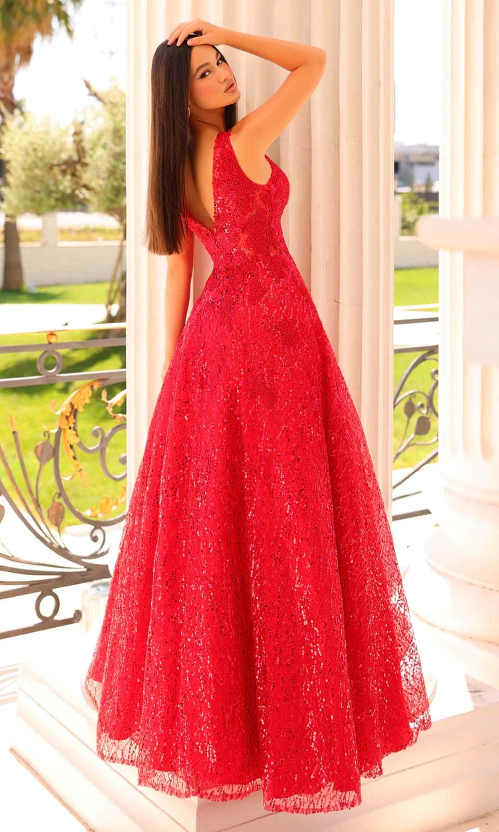 Wide Strap Sequin Prom Gown