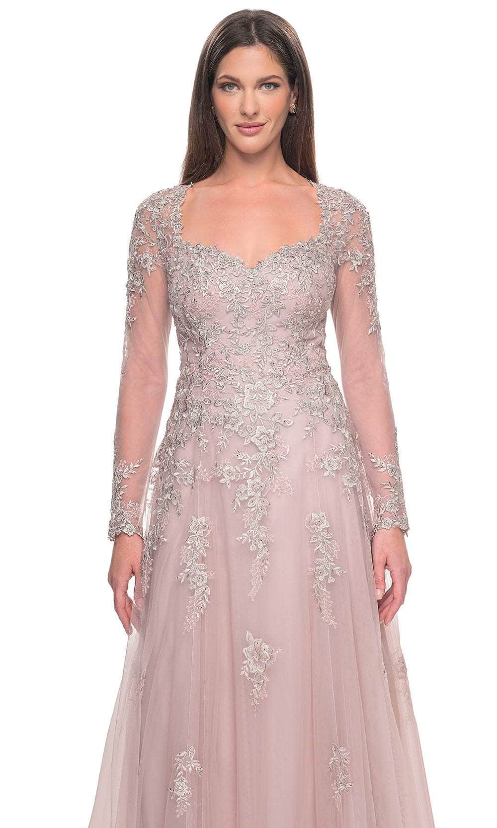 Illusion Sleeve Evening Dress