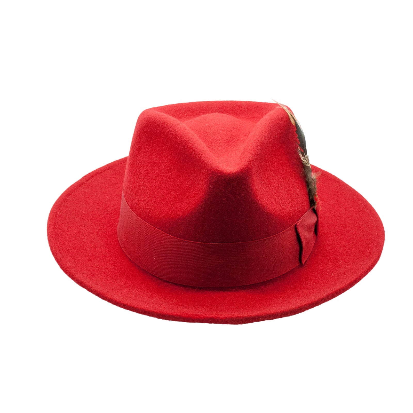 Mens Classic Wool Fedora Dress Hat in Red