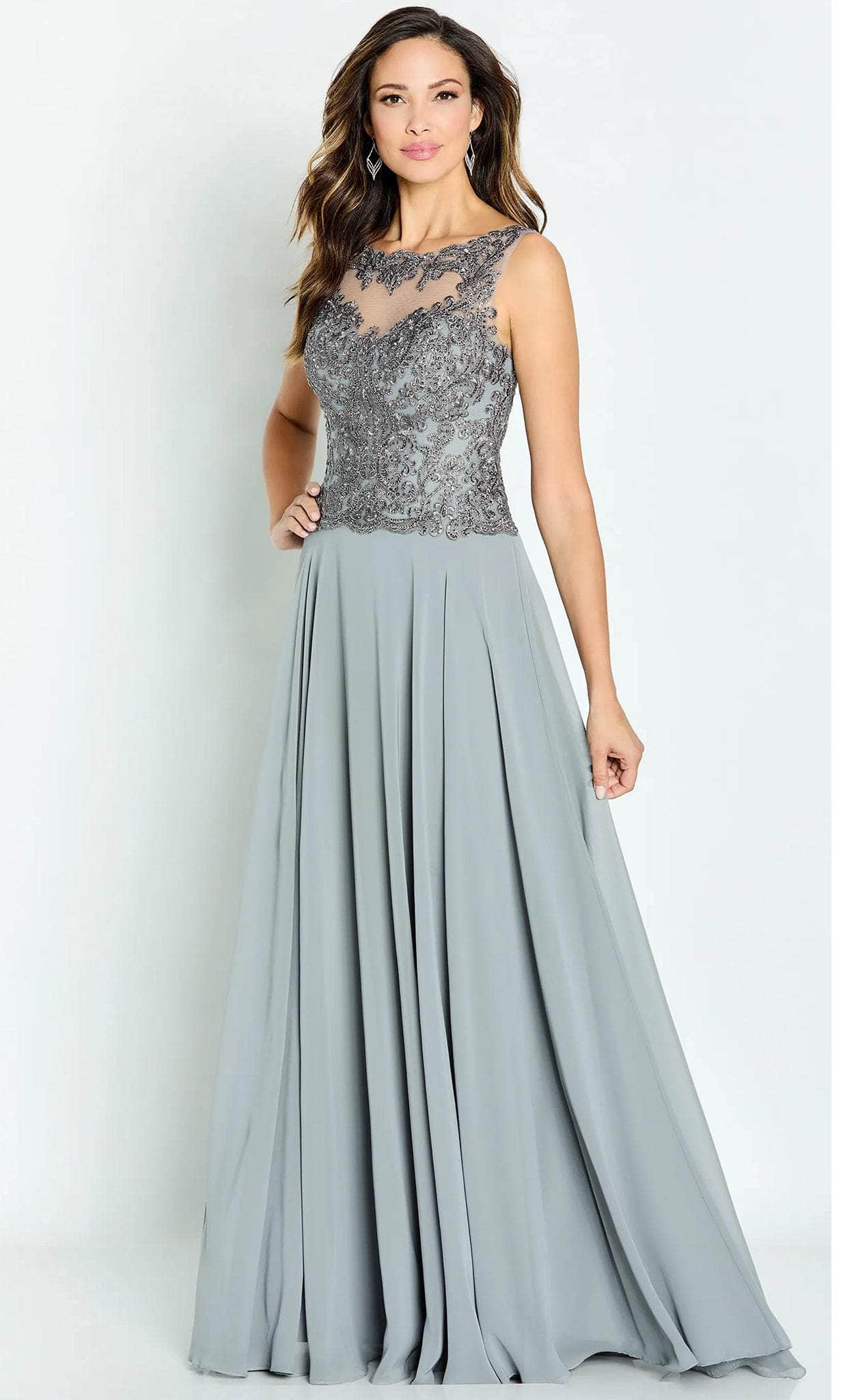 Embroidered Bodice Evening Dress