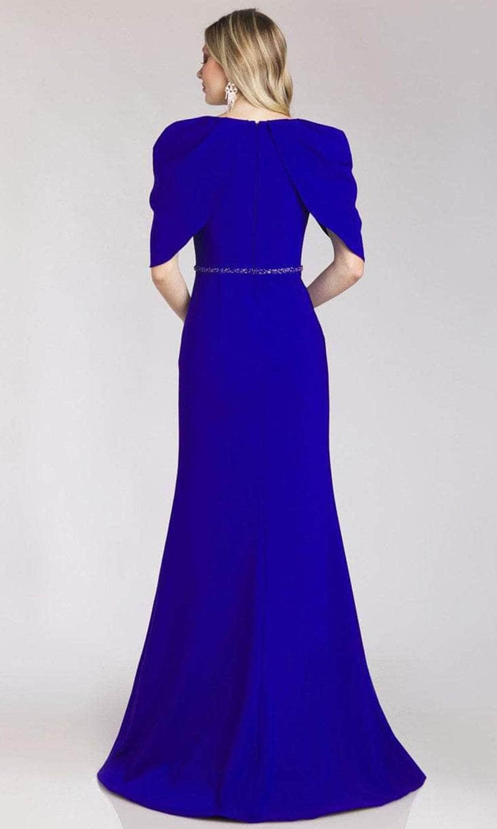 Pleated Short Sleeve Trumpet Evening Dress