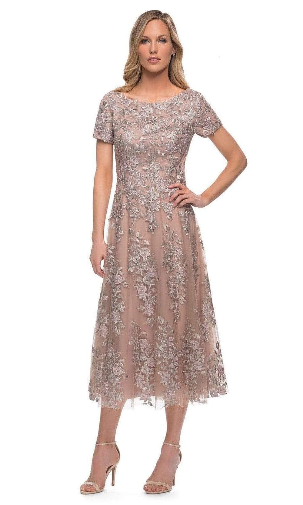 29830 Floral A-line Tea Length Dress