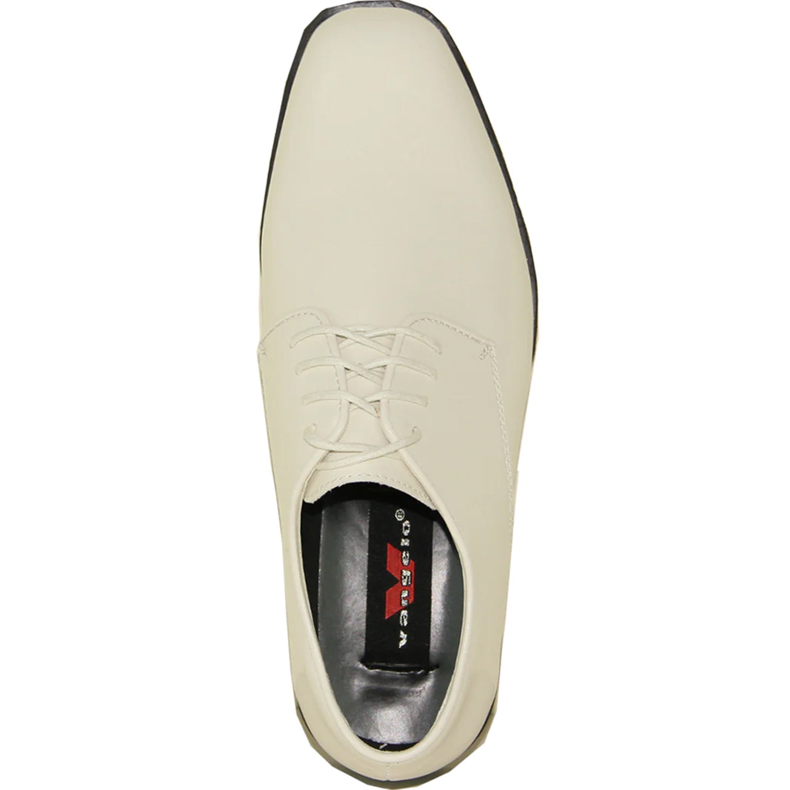 Mens Classic Plain Square Toe Shiny Patent Tuxedo Dress Shoe in Ivory