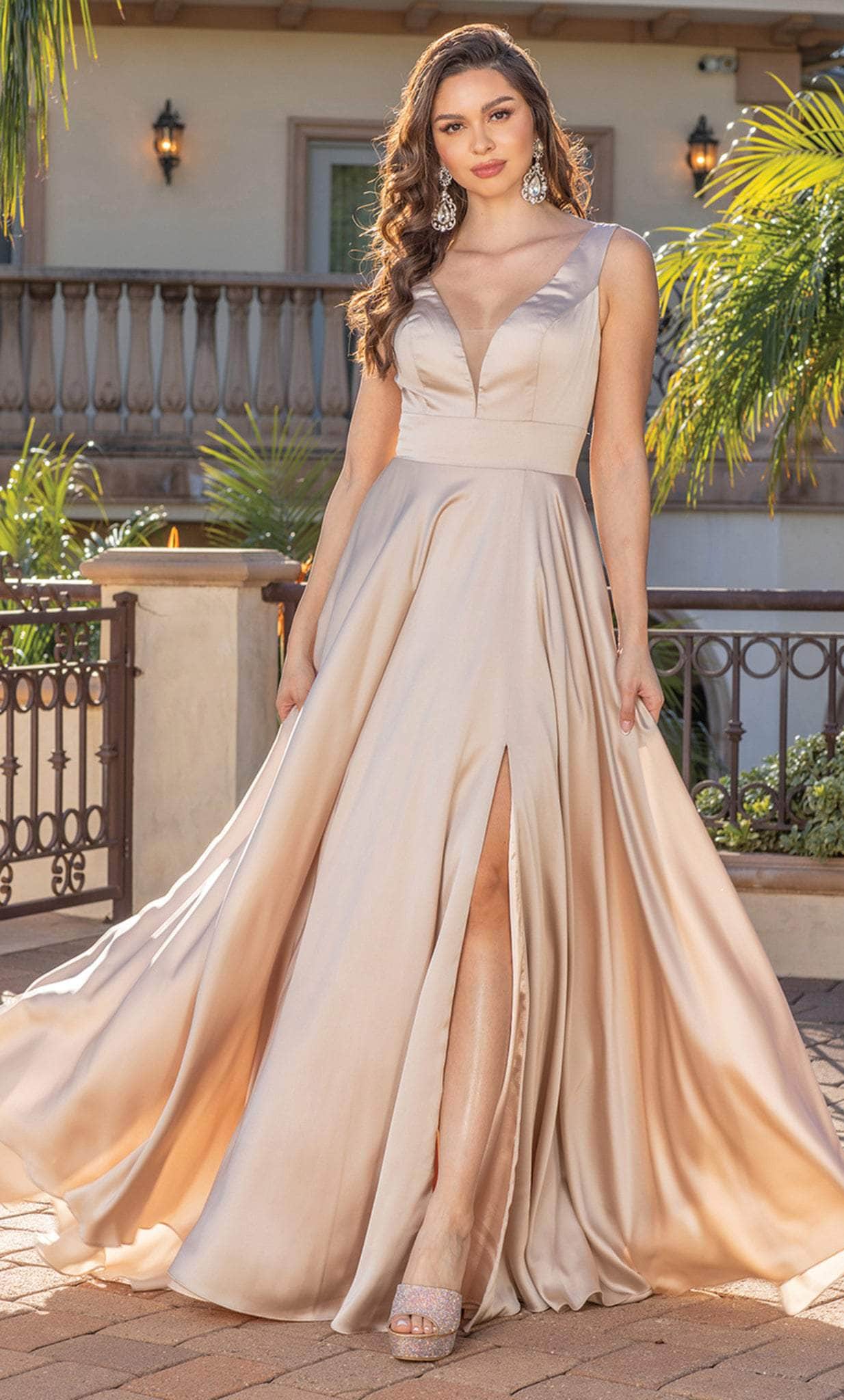 V-Neck Sleeveless Formal Dress