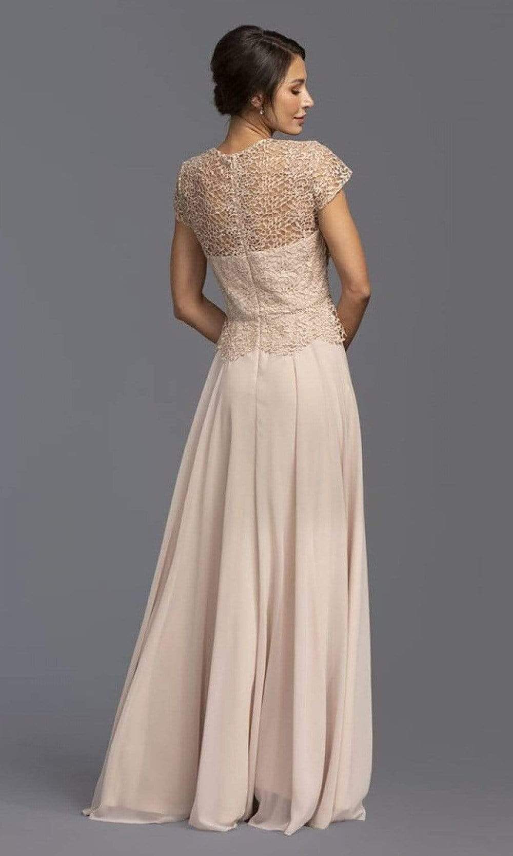 M2083 Short Sleeve Lace Peplum Dress