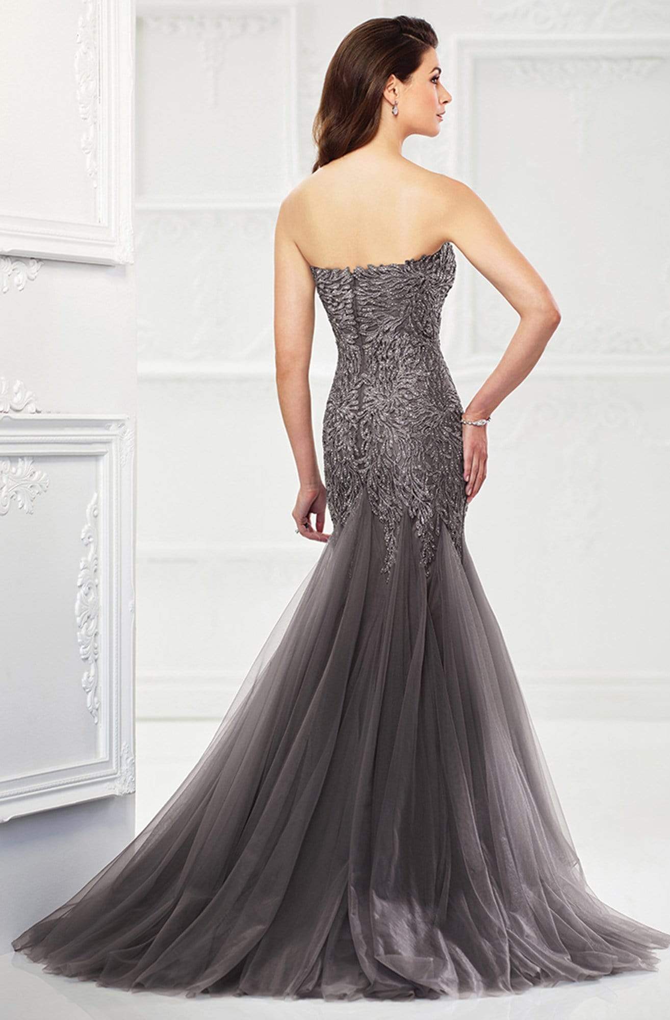 118964 Strapless Tulle Trumpet Gown