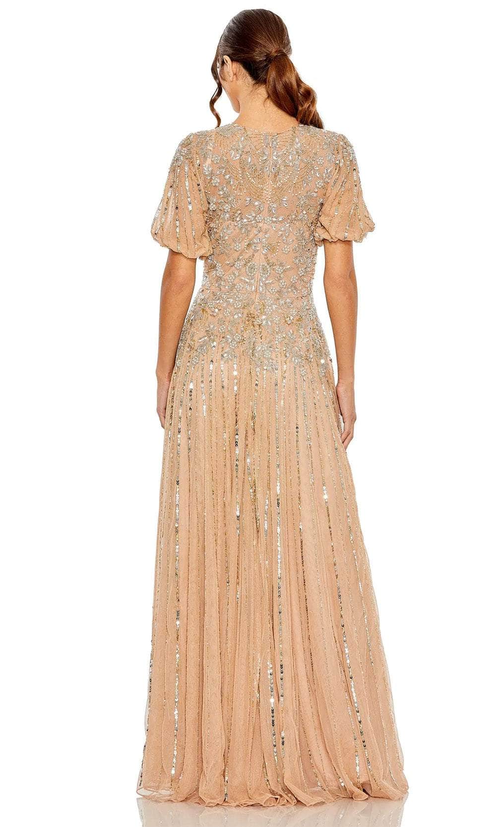 Puff Sleeve Ornate Evening Gown
