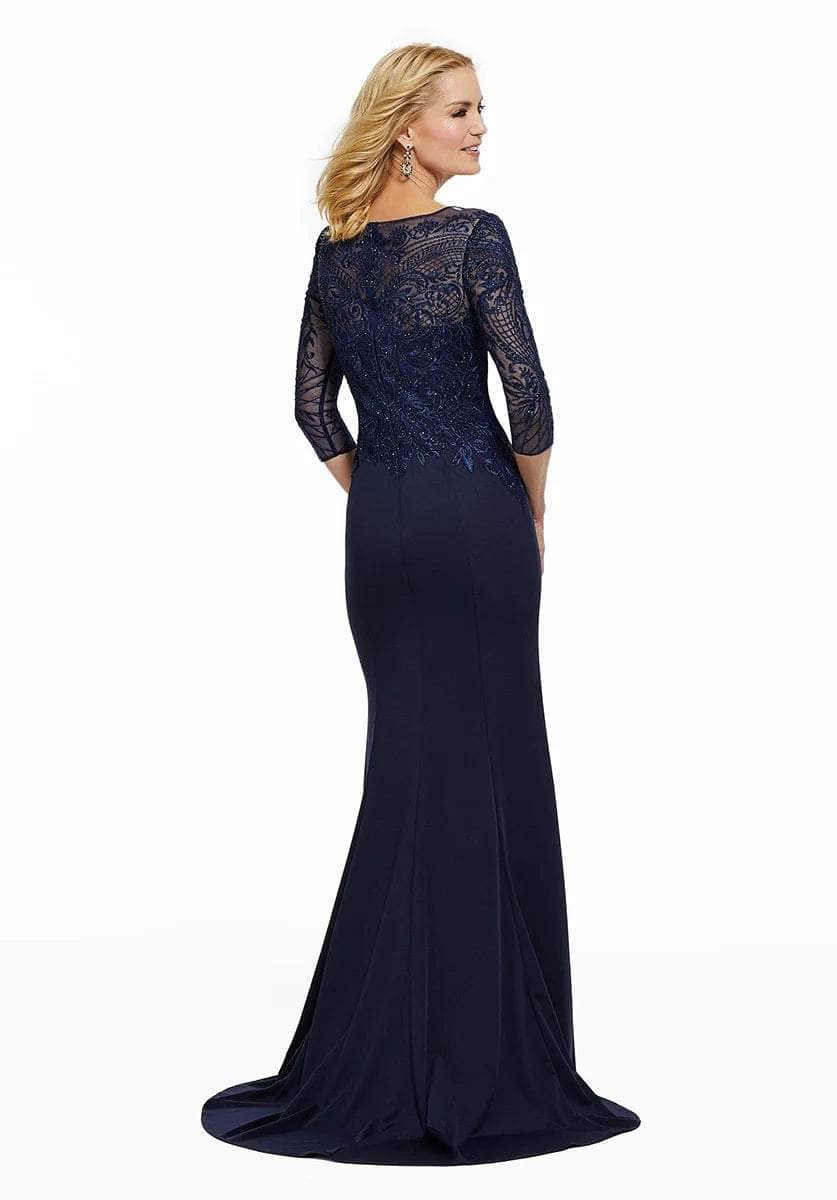 Embroidered Bateau Jersey Evening Gown 72020SC