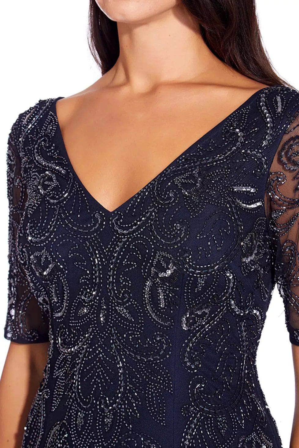 Short Sleeve Beaded Evening Dress