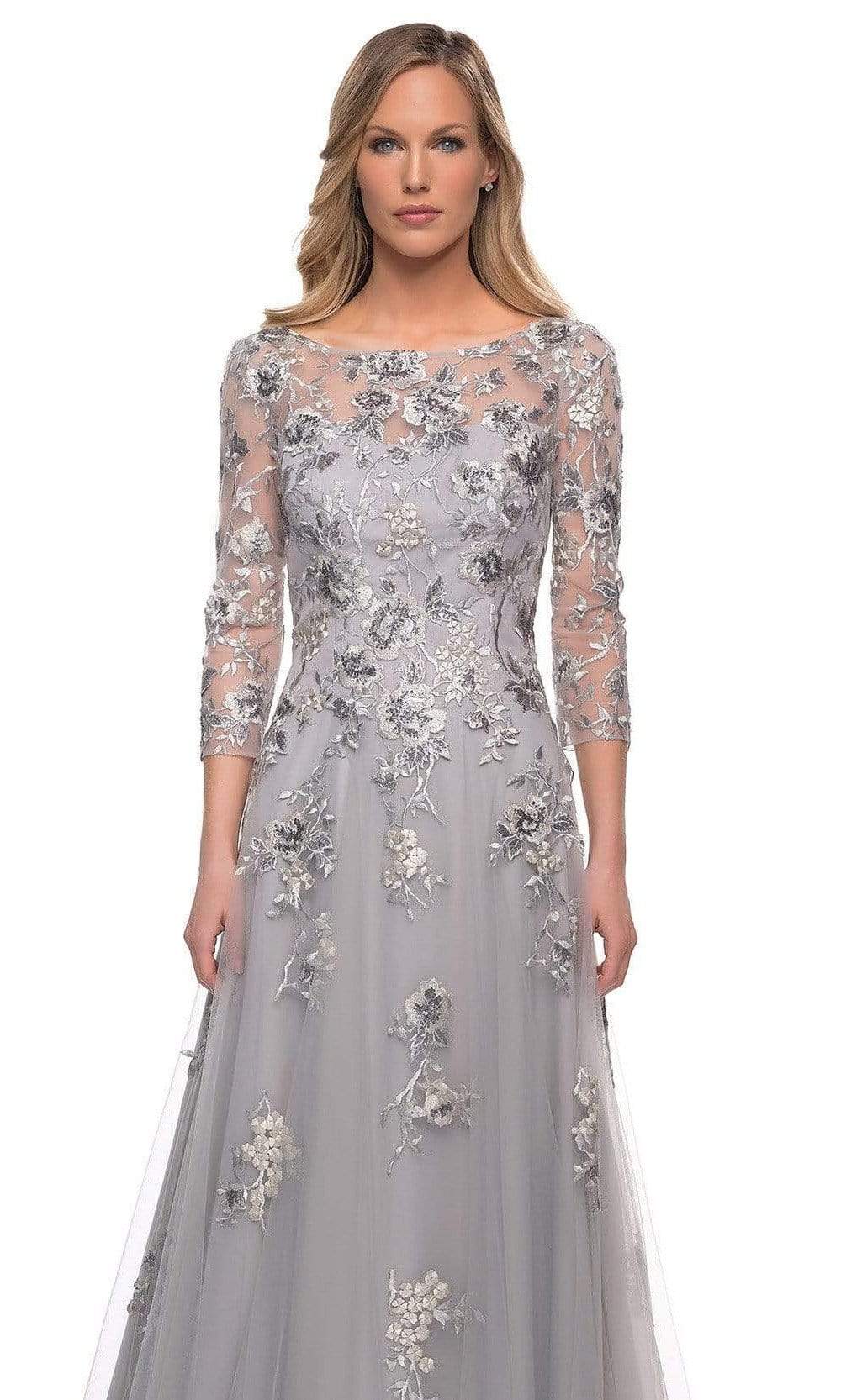 29825 Long Sleeve Mother of the Groom Tulle Gown