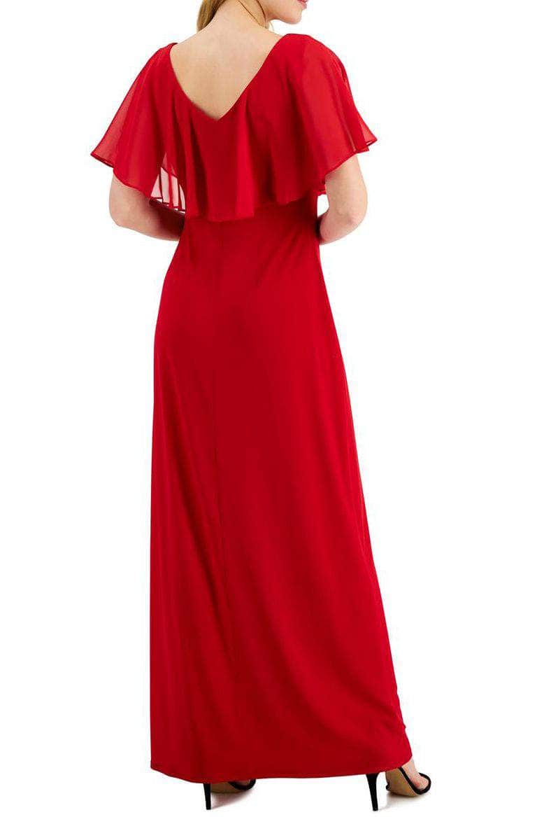 Short Flutter Sleeve Evening Dress