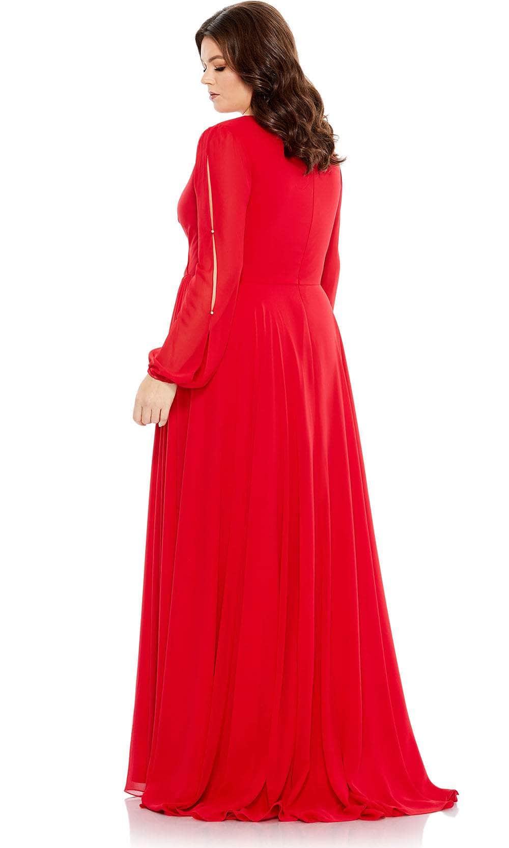 Cut-Out Detailed Long Sleeve V-Neck Long Dress