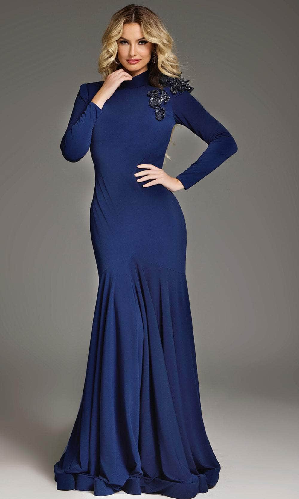 Long Sleeve High Neck Evening Gown