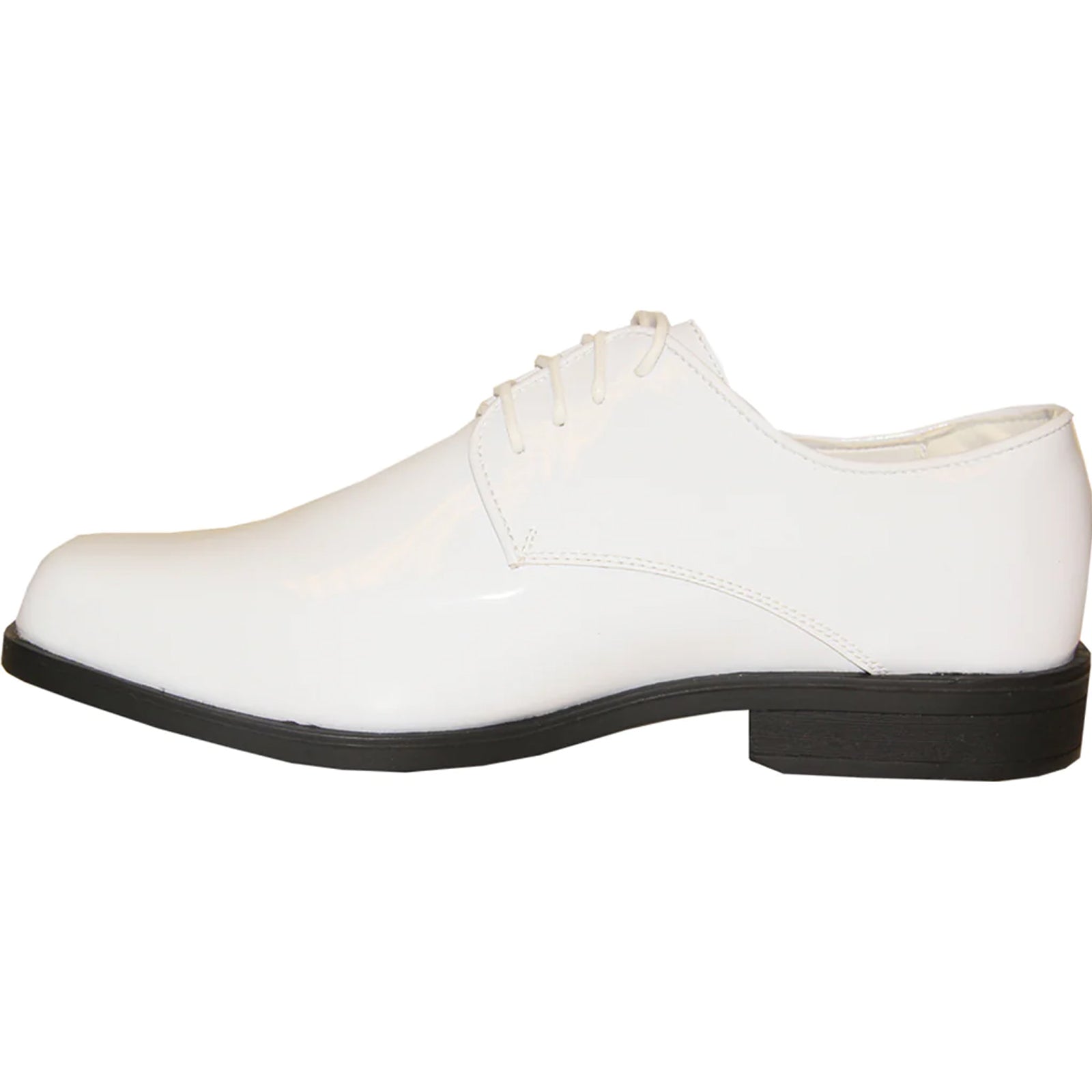 Mens Classic Plain Square Toe Shiny Patent Tuxedo Dress Shoe in White