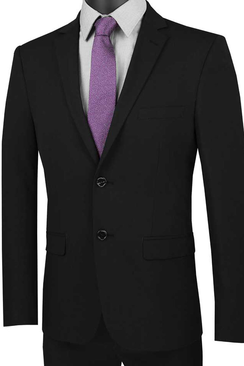 Mens Ultra Slim Fit Stretch Suit in Black