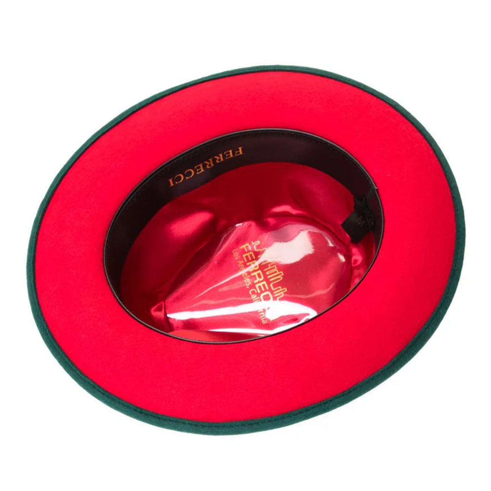 Men’s Classic Two Tone Fedora Dress Hat in Hunter Green & Red