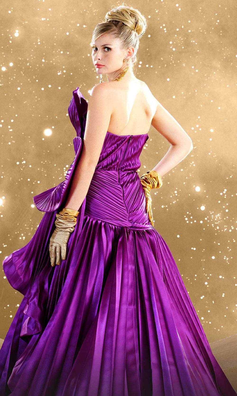 Pleated Ribbon Evening Gown