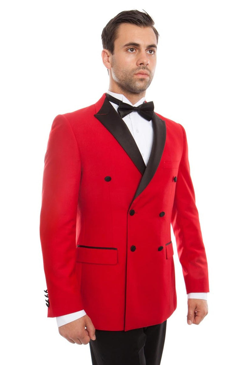 Men’s Slim Fit Double Breasted Tuxedo in Red