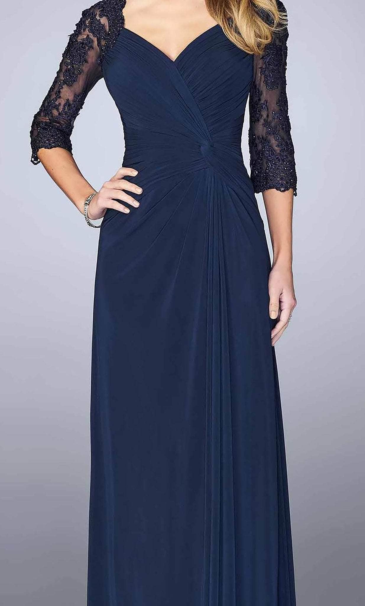 23244 Ruched V-Neck Column Dress