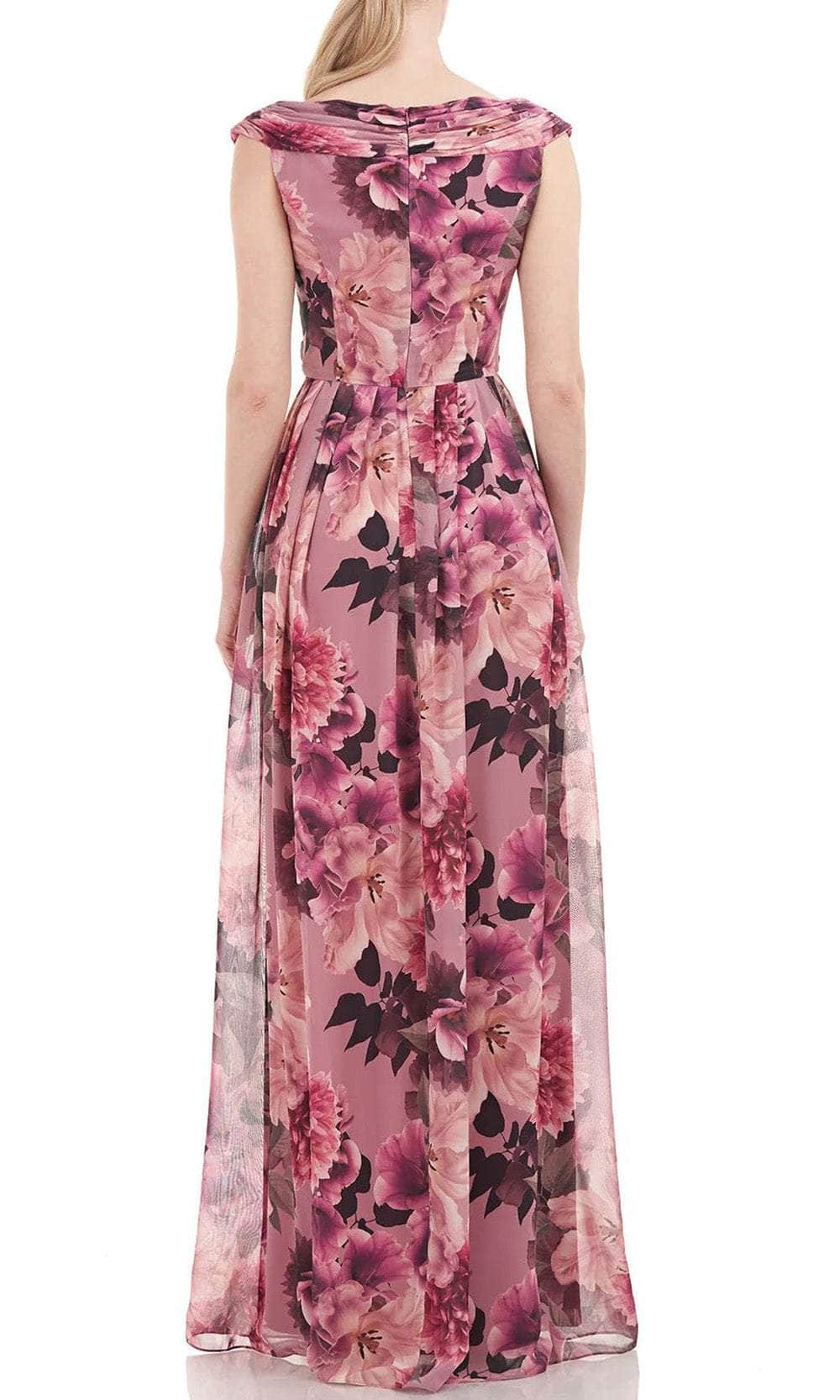 Scoop Neck Printed Evening Dress