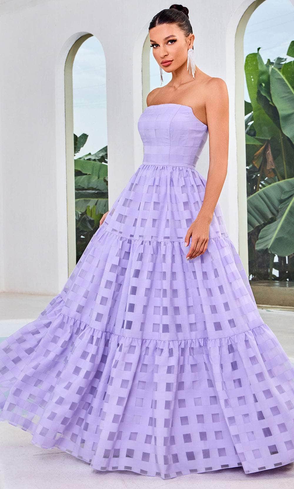 Weaved Illusion Panel Evening Gown