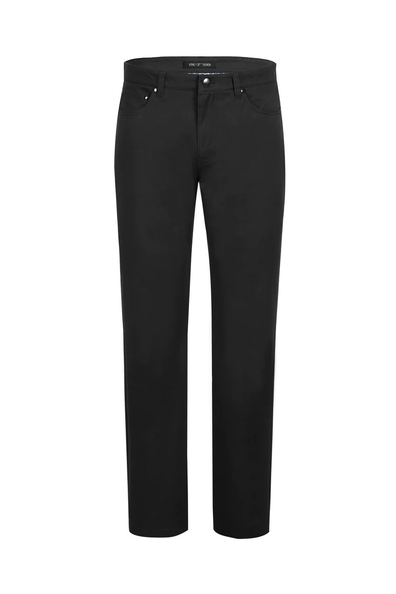 Mens Five Pocket Cotteon Strech Chino Dress Pant in Black