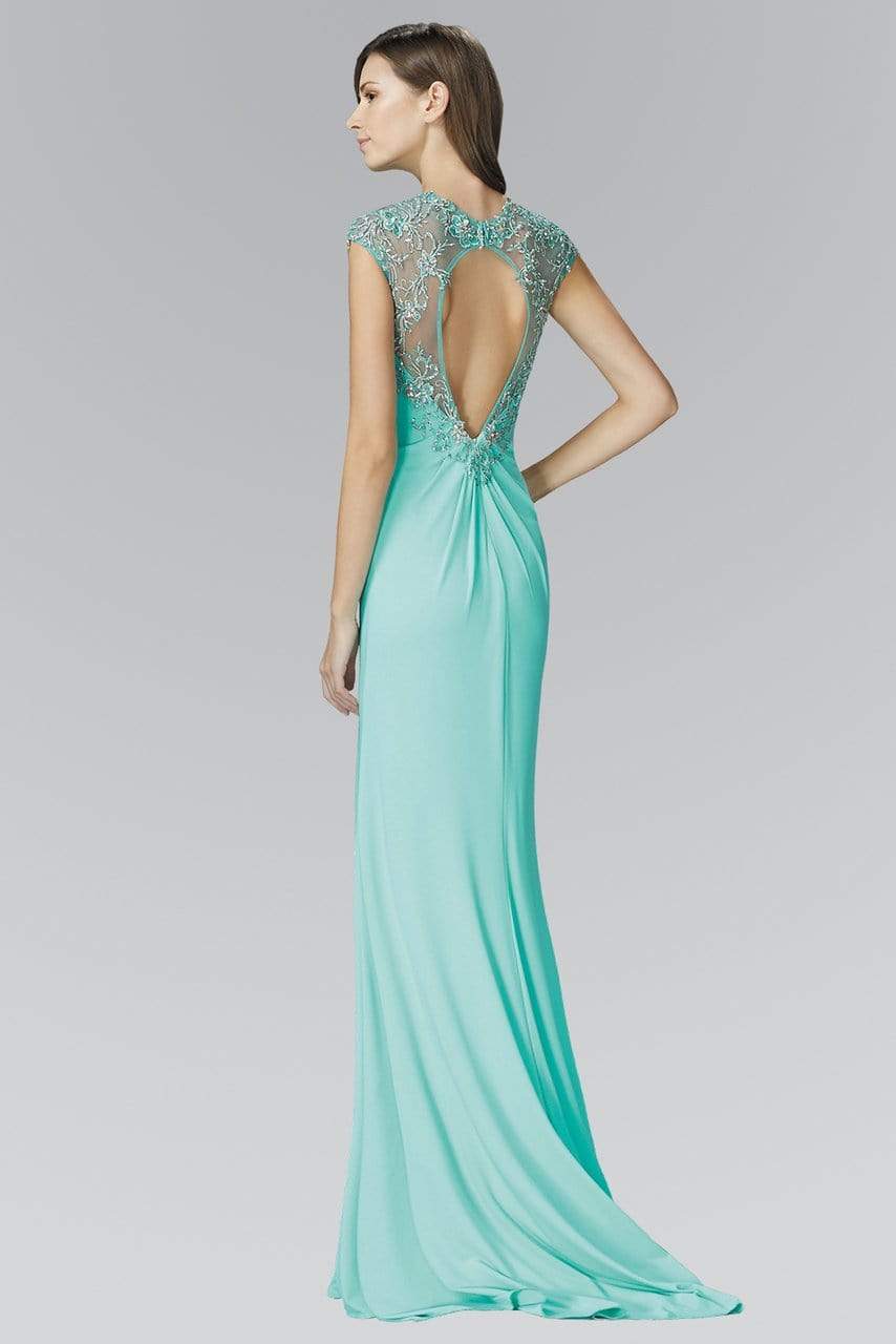 GL2011 Jeweled Illusion Jewel Neck Dress