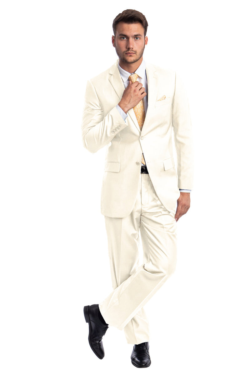 Men’s Two Button Basic Modern Fit Business Suit in Off White