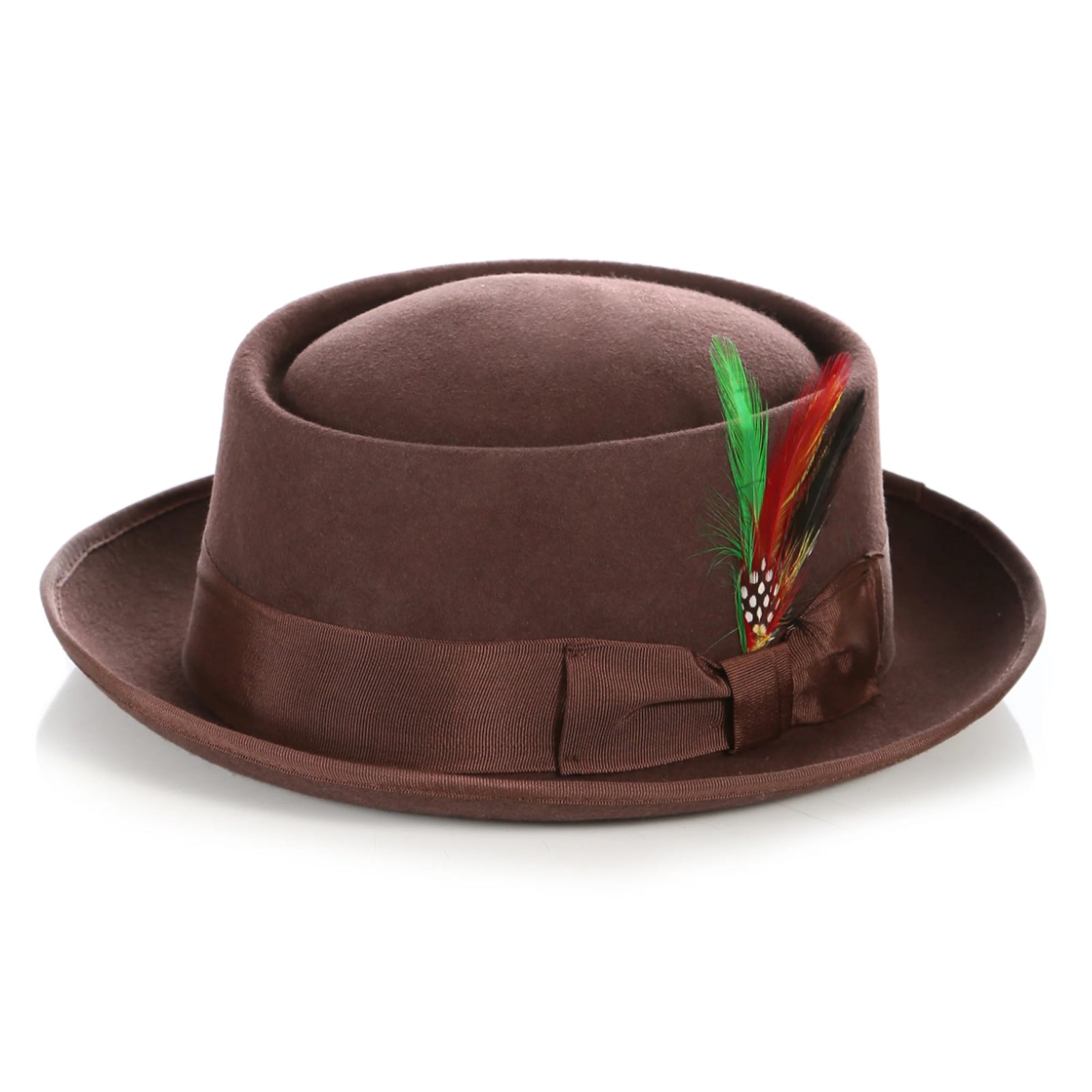 Men’s Classic Wool Porkpie Dress Hat in Brown