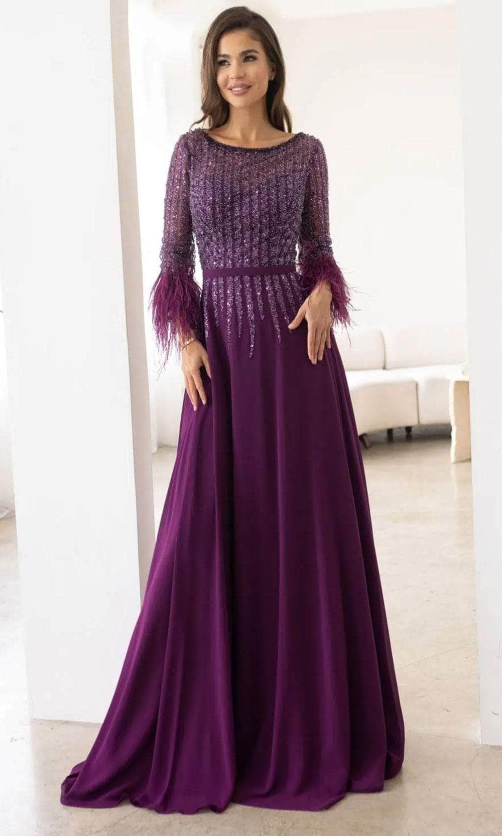 Beaded Bateau Evening Dress
