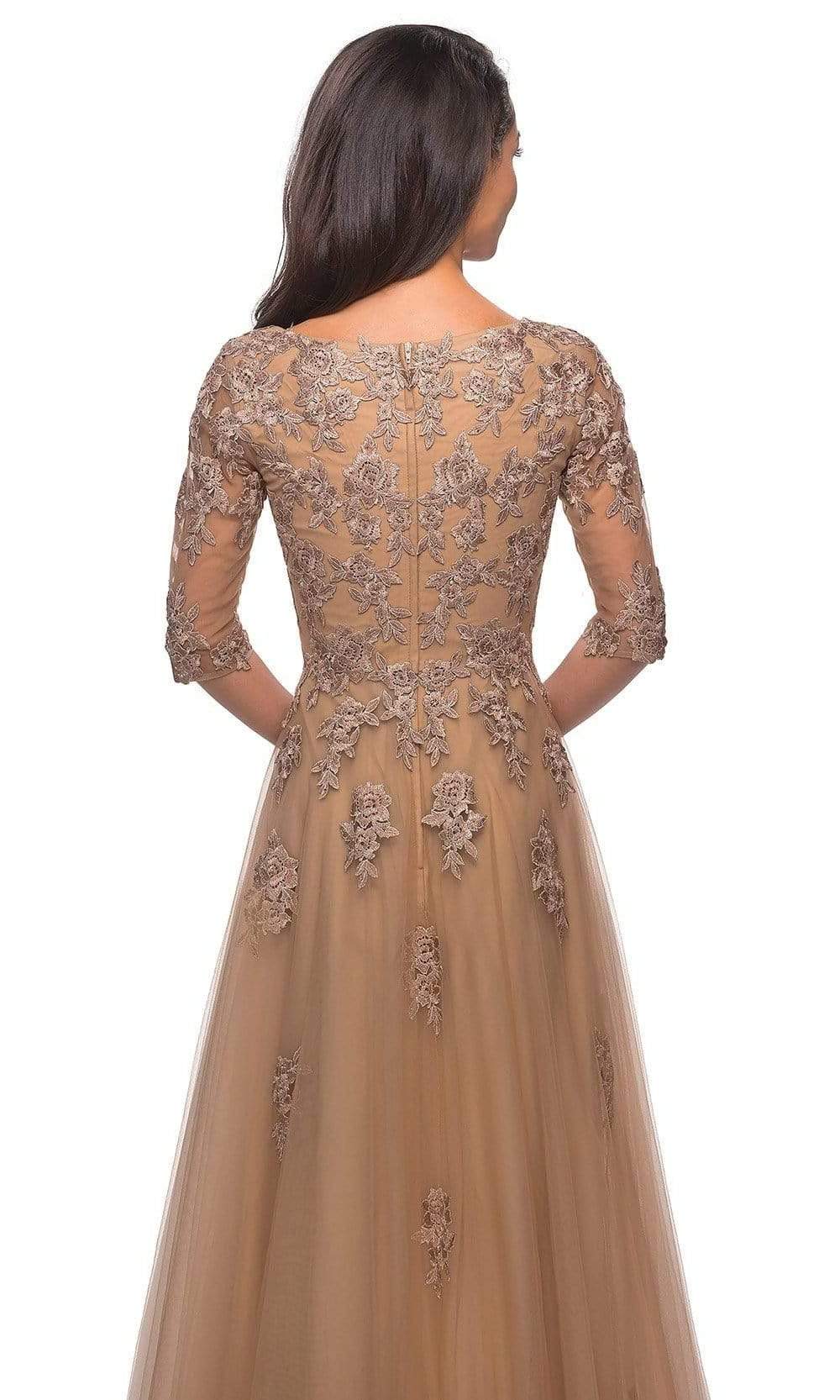 27977 Embroidered Tulle A-line Floral Gown