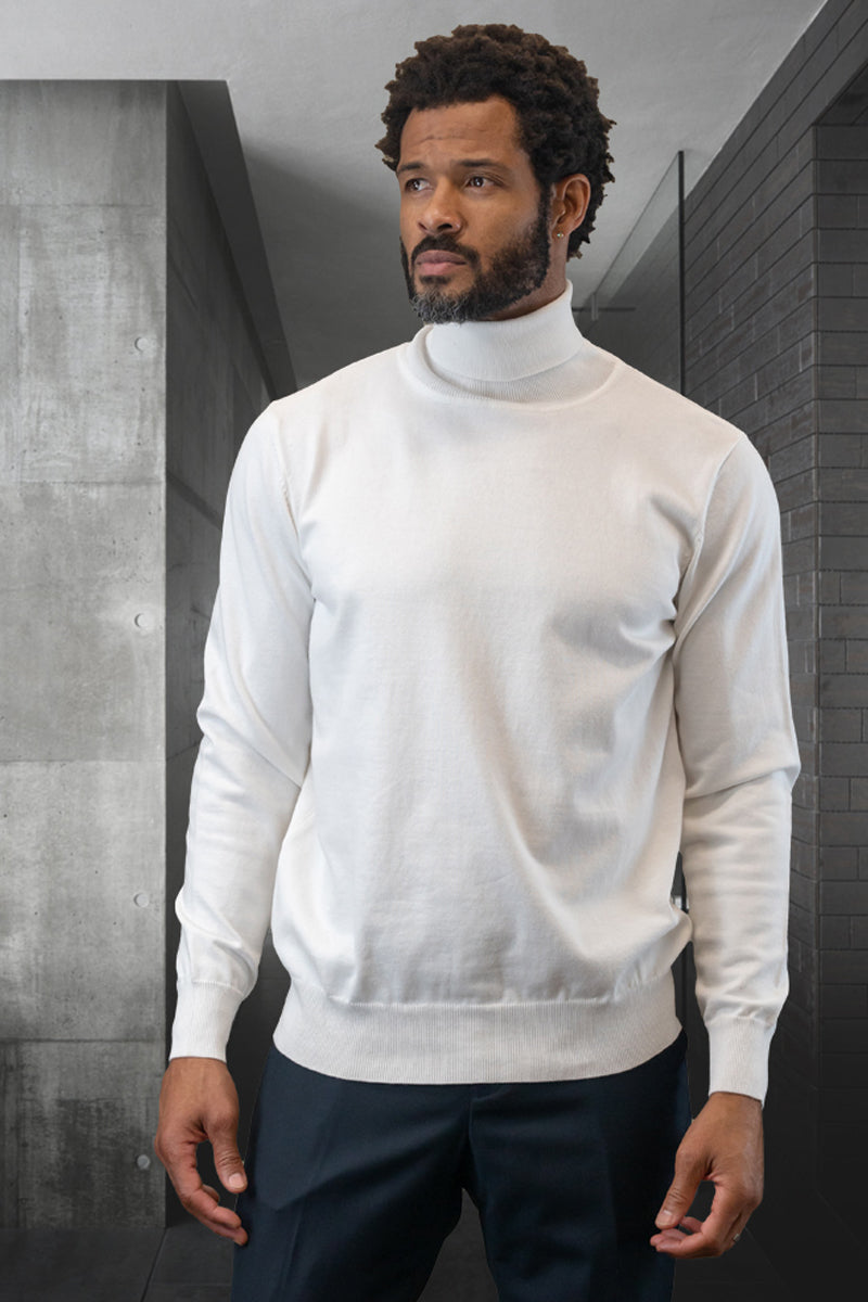Men’s Designer Wool & Cashmere Dress Sweater in White