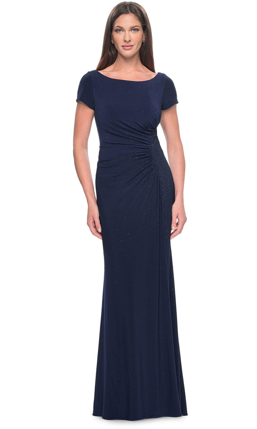 Short Sleeve Draped Evening Dress