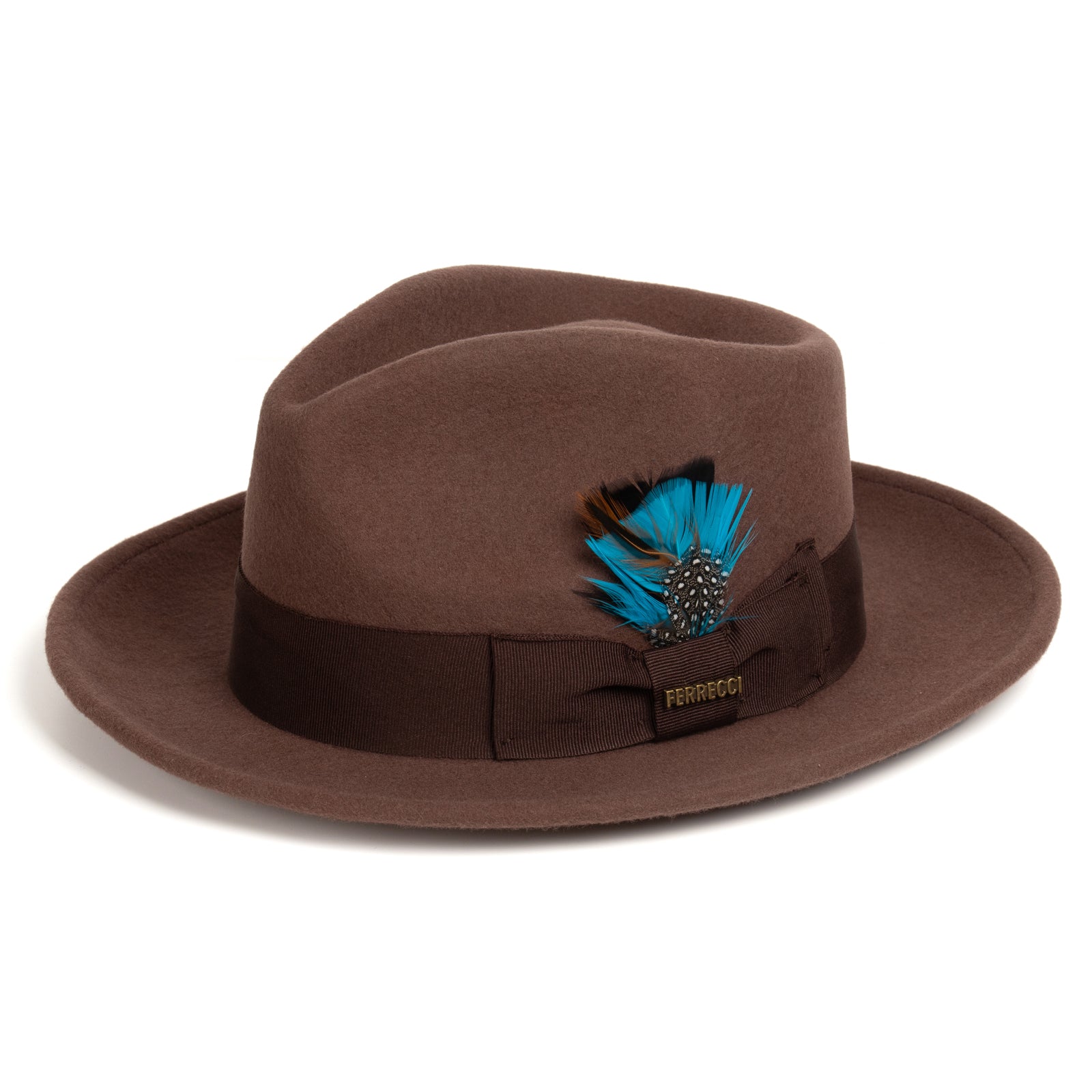Mens Classic Wool Fedora Dress Hat in Brown